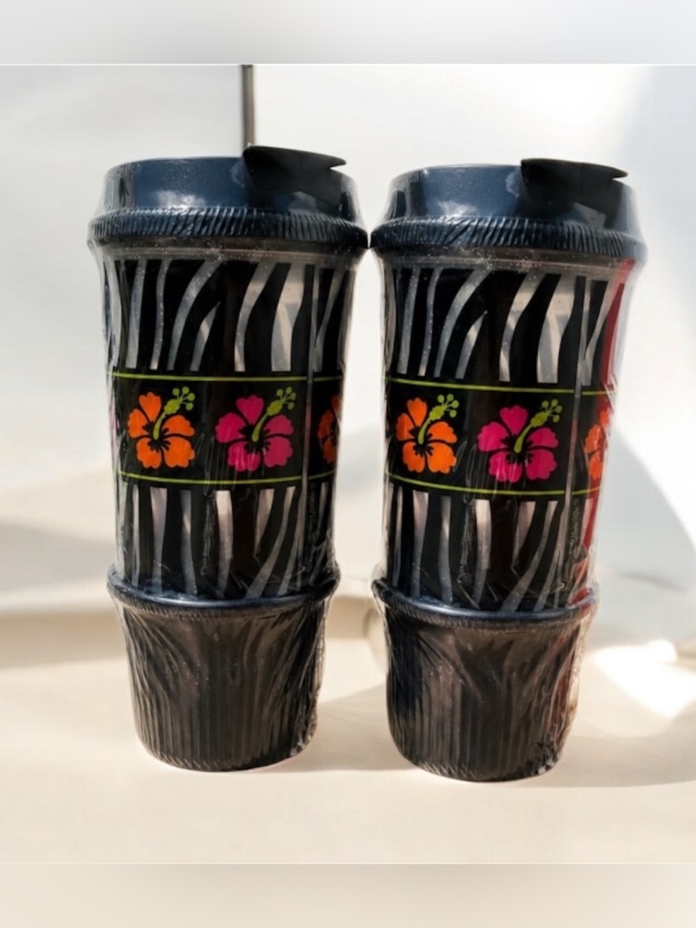 Tumbler Hot & Cold 24 Zebra Stripe & Tropical Flower Travel- Whirly Drink war